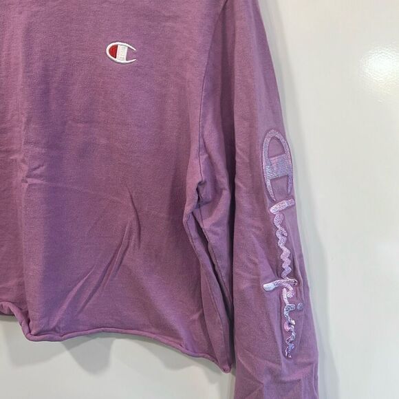 Vintage champion purple cropped long sleeve medium - Picture 2 of 5